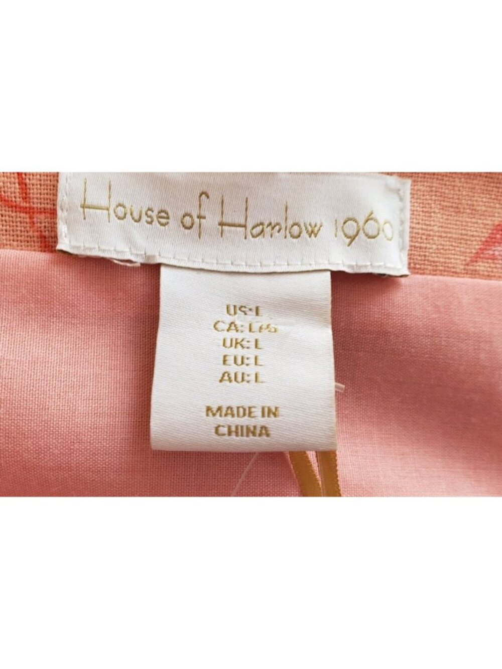 NWT HOUSE OF HARLOW 1960 LINEN FLORAL SPAGHETTI STRAPS MIDI DRESS PEACH LARGE - Picture 7 of 10
